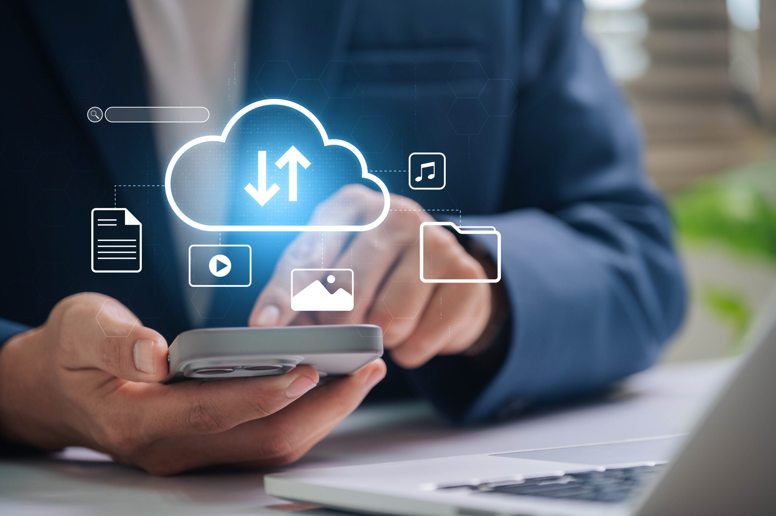 Cloud based file storage and secure data backup solution with encrypted privacy protection, real time synchronization and mobile access for file management. business continuity and digital security